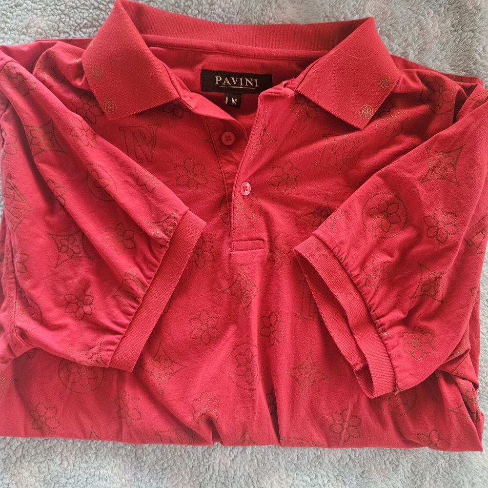 Vibrant Red Polo Shirt with Classic Collar and Knit Texture